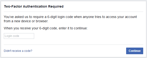 facebook two-factor authenticator login request