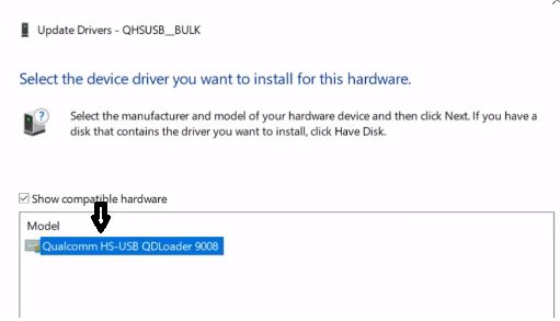 install Qualcomm QHSUSB BULK driver installation img 1
